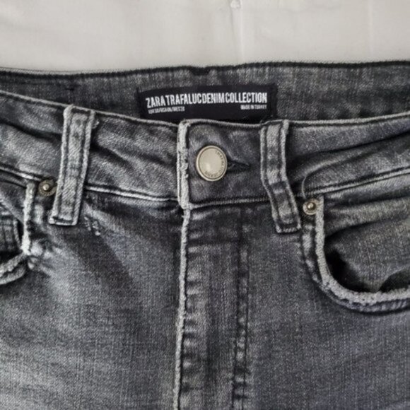 Zara Trafaluc Vintage Retro High Rise Charcoal Wash Distressed Skinny Jeans - Picture 5 of 10